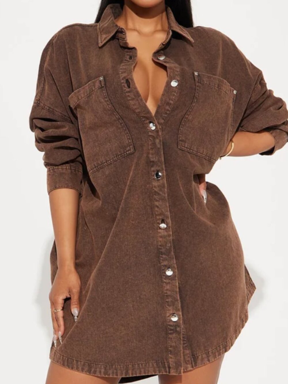 Fashion Nova Betsy Denim Shirt Mini Dress
